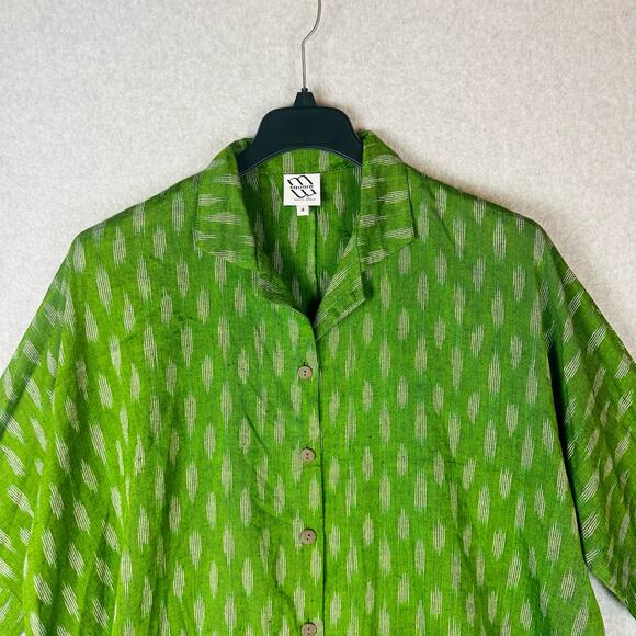 M Square by Neetu Malik Womans Sz 3 Blouse Green Top Art Lagenlook Cotton - Picture 10 of 11